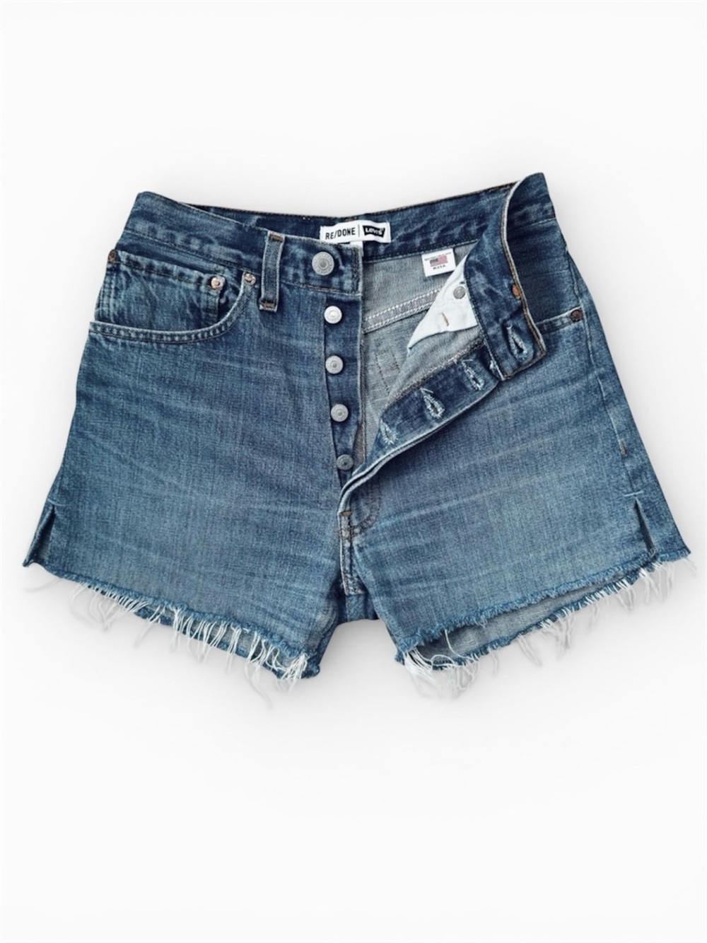 RE/DONE Levi’s High Rise Cutoff Denim Shorts Vintage Wash Size 24 - Picture 2 of 10